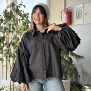 شومیز استین بادکنکی مشکی