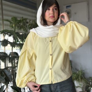 شومیز استین بادکنکی زرد کره ای🧈